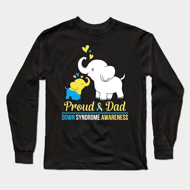 Elephants Dancing Together Proud Dad Down Syndrome Awareness Long Sleeve T-Shirt by DainaMotteut